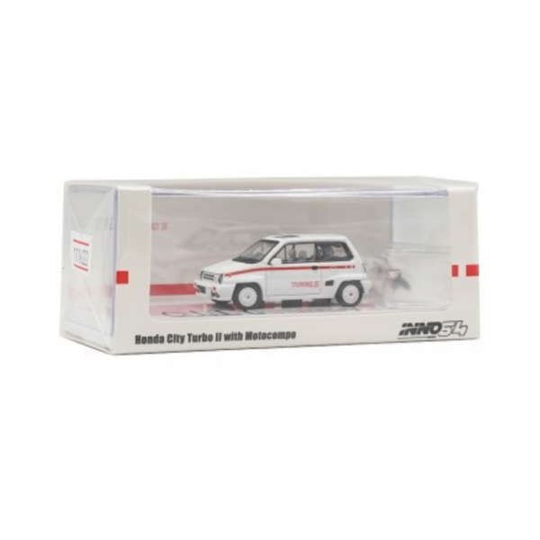 IN64-CITYII-WHIMV-1 Honda City Turbo II White (Mod Version) w/Motocompo