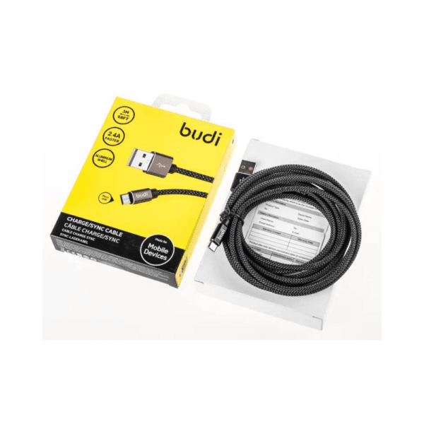 M8J180M3M-1 Budi Micro USB Braided Charging Cable M8J180M3M