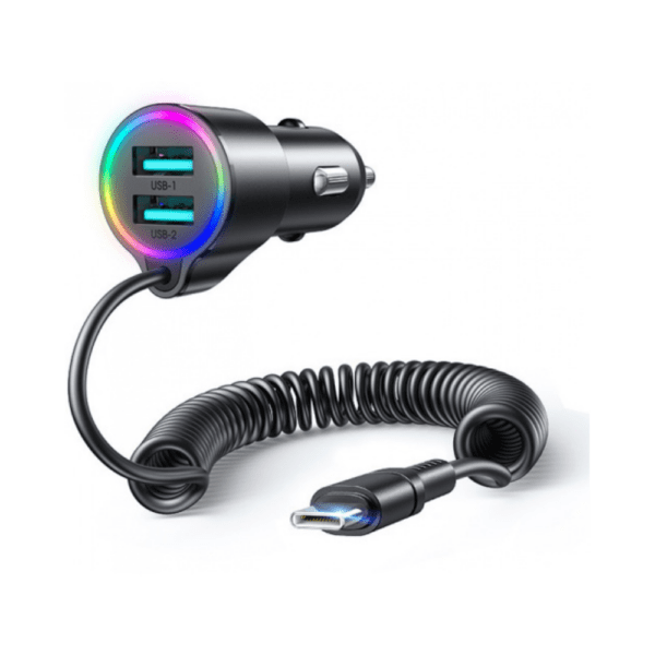 Joyroom 3.4A 3-in-1 Car Charger Coiled Type-C Cable JR-CL24 Joyroom 3.4A 3-in-1 Car Charger Coiled Type-C Cable JR-CL24