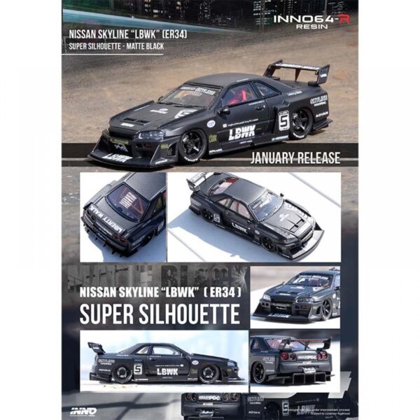 Nissan Skyline LBWK (ER34) Super Silhouette Matte Black IN64R-ER34-BM Nissan Skyline LBWK (ER34) Super Silhouette Matte Black IN64R-ER34-BM