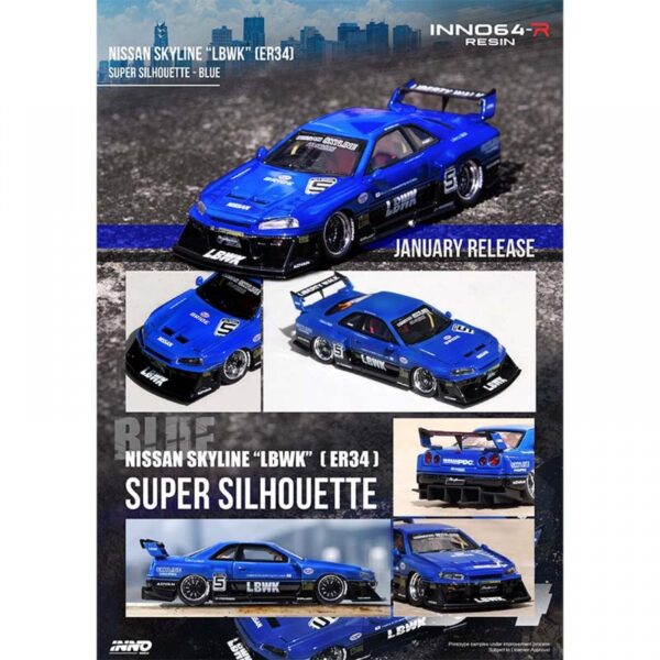 Nissan Skyline LBWK (ER34) Super Silhouette Blue Metallic IN64R-ER34-BLU Nissan Skyline LBWK (ER34) Super Silhouette Blue Metallic IN64R-ER34-BLU