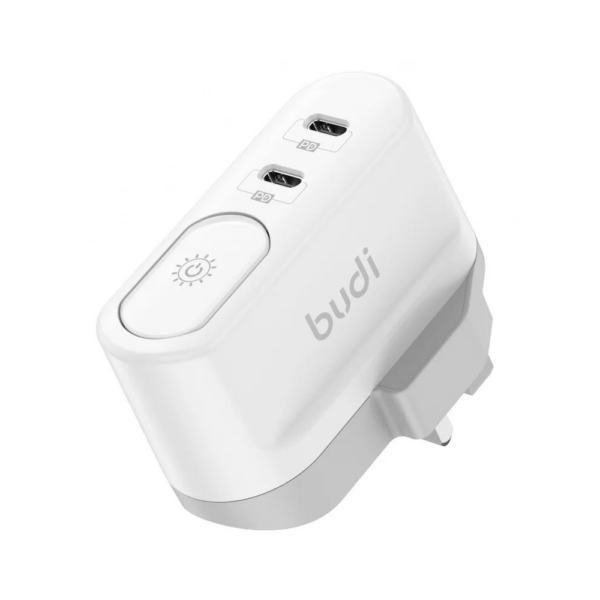 Budi AC326RUW 40W Dual Type-C Wall Charger with Night Light Budi AC326RUW 40W Dual Type-C Wall Charger with Night Light
