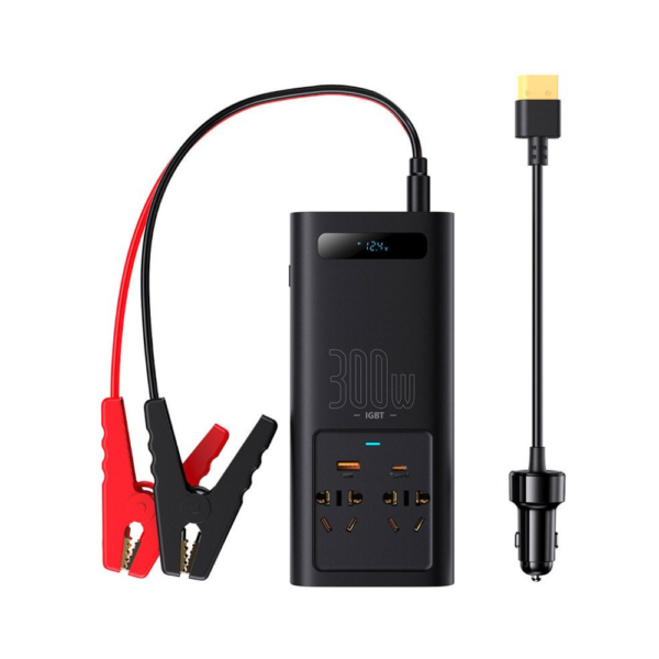 Baseus 300W Car Inverter DC 12V to AC 220V Digital Display Auto Power Invertor BS-C130-02 Baseus 300W Car Inverter DC 12V to AC 220V Digital Display Auto Power Invertor BS-C130-02