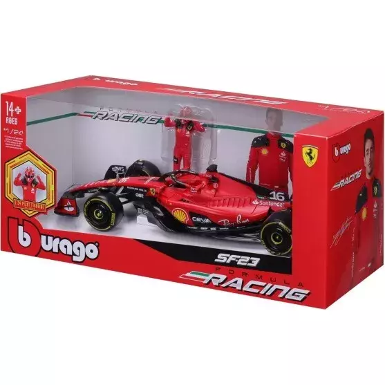 Bburago 1:24 F1 Model Car Scuderia Ferrari SF-23 2023 with figure #16 Charles Leclerc 18-26809 Bburago 1:24 F1 Model Car Scuderia Ferrari SF-23 2023 with figure #16 Charles Leclerc 18-26809