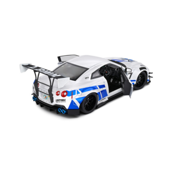 Solido 1:18 Nissan GT-R (R35) W/ Liberty Walk Body Kit 2.0 (White & Blue Stripes) 2024