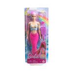 Barbie Mermaid Doll with 7-Inch-Long Pink Fantasy Hair & Colorful Accessories HRR01-1