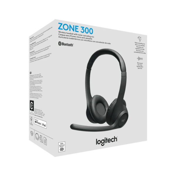 Logitech Zone 300 Wireless Headset (Black)-2 Logitech Zone 300 Wireless Headset (Black)