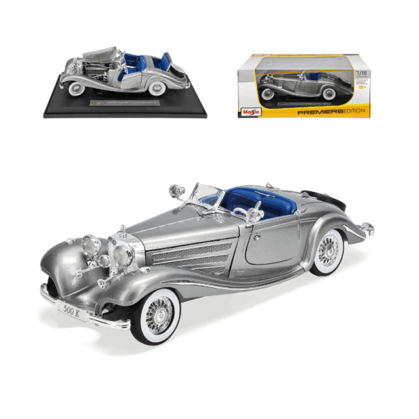 Maisto 118 Mercedes Benz 500K Special Roadster 1936 (Silver)-3 Maisto 1:18 Mercedes Benz 500K Special Roadster 1936 (Silver)