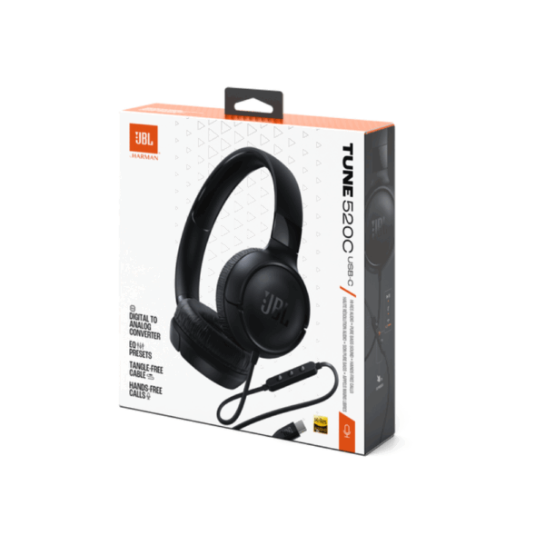 JBL Tune 520C USB-C Wired Headphones (Black)-4 JBL Tune 520C USB-C Wired Headphones (Black)
