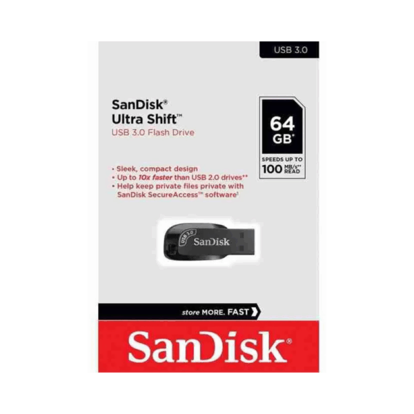 SanDisk Ultra Shift USB 3.2 Gen 1 Flash Drive - 64GB (Black) SanDisk Ultra Shift USB 3.2 Gen 1 Flash Drive - 64GB (Black)