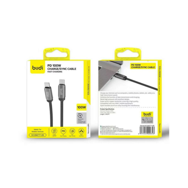 Budi 1.2M PD100W USB-C to USB-C Fast Charging Cable DC266TT12B